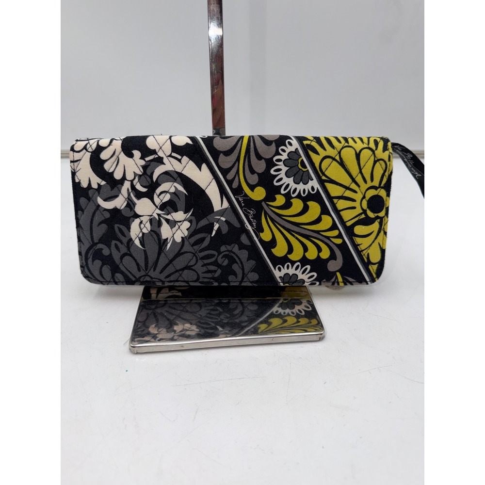 Vera Bradley Baroque Travel Organizer Wallet Black Yellow Floral Retired